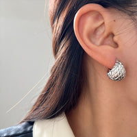 MY38852韓版同款菱形褶皺耳環銀色耳飾女