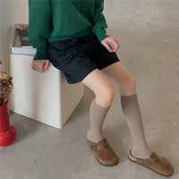 YM2149粗針小腿襪女及膝襪純色襪子棉質長襪批發