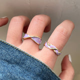 MY37211琺瑯奶油紫色裝飾在逃公主貝母食指環閨蜜