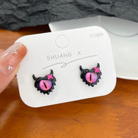 SX01590趣味搞怪小怪獸耳環貓眼石銀針耳飾