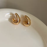 MY38145黃銅通體設計感半圓金屬耳環