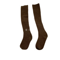 YM2258羊毛小腿襪加厚襪子咖色雙針及膝襪批發