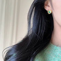綠色愛心耳環女小眾高級感氣質輕奢耳圈耳飾MY33092