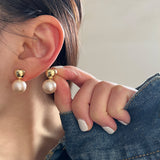 MY38431精緻水滴珍珠鋯石秋冬輕奢百搭耳飾品