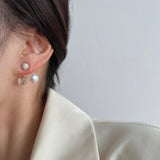 MY38325櫻桃銀針鋯石方形珍珠耳飾女