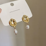 MY38147法式復古金色不規則耳環巴洛克淡水珍珠耳環