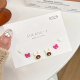 SX01338秋冬花朵蝴蝶結樹脂小耳環套裝