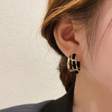 MY34369-韓系復古雙層耳環女2021年新款潮氣質網紅耳釘小眾高級感耳飾