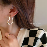 202110HE7042-真金電鍍925銀針綠色愛心圈耳環韓國時尚復古耳釘個性誇張耳飾女