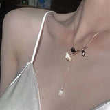 MY30897-高級感法式複古花枝玫瑰項鍊女小眾設計感花朵森系仙女鎖骨鏈