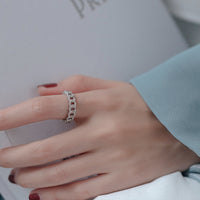 韓國微鑲鋯石鏈條開口戒指環設計感手飾女HR615