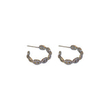 HE7495鋯石C形耳環輕奢小眾高級感耳釘韓國ins個性氣質耳飾耳圈925銀針