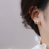 MY34394-法式輕奢復古高級感珍珠耳釘2021新款溫柔風名媛耳飾925銀針