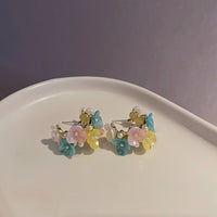 HE5134-925銀針C形珍珠花朵耳環韓國簡約超仙少女耳圈個性氣質網紅耳飾女