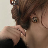 MY35156-韓國高級感豹紋耳環女氣質復古時尚百搭秋冬耳環2021年新款潮耳飾