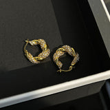HE7491韓國鑲鑽纏繞麻花圓形耳扣ins金屬設計感耳環氣質高級感輕奢耳飾