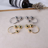 MY34341-韓國潮金屬極簡風時髦質感mona個性小眾圓珠球形後掛式耳環