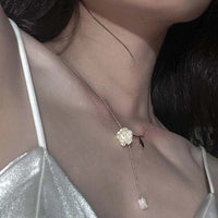 MY30897-高級感法式複古花枝玫瑰項鍊女小眾設計感花朵森系仙女鎖骨鏈