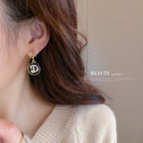 HE7497-925銀針鑲鑽字母G字母D耳環韓國東大門個性創意耳釘小眾高級耳飾