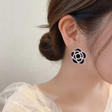 MY35024山茶花朵耳環女復古港風獨特設計耳飾小眾簡約氣質高級感耳飾