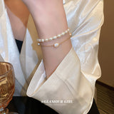 478韓國東大門鑲鑽珍珠拼接手鍊時尚個性高級感手環氣質手飾