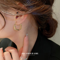韓國金屬方塊圓圈耳扣簡約設計感氣質耳圈HE8418