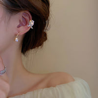 MY32563一體式鬱金香花朵耳釘耳夾女輕奢高級感耳環小眾設計感ins風耳飾
