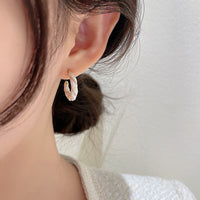 MY32002-S925銀針高級感皮質c型耳環女時尚誇張歐美大氣簡約百搭耳飾