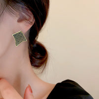 MY34634-925銀針方形氣質復古耳環大氣耳釘網紅簡約復古耳飾2021年新款潮