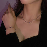 韓系彩光方塊水晶項鍊頸鍊鎖骨鏈個性百搭項飾女HN2020