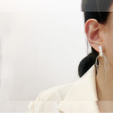 MY35542甜酷風冷淡氣質流蘇耳環女高級感線條小眾設計金屬飾品925銀針