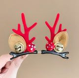 MY34907-聖誕節鹿角髮夾麋鹿邊夾鴨嘴發卡派對裝扮道具拍照髮飾品頭飾配飾