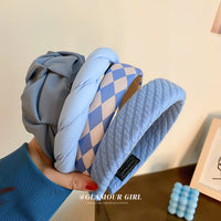 HH1853韓國氣質淑女藍色系洗臉髮箍簡約設計感寬邊壓發頭箍時尚百搭髮飾