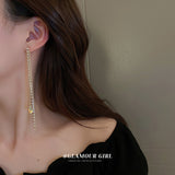 銀針鑲鑽鋯石長款流蘇耳環韓國小眾設計感耳釘耳墜HE8574