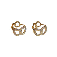 HE4691-真金電鍍鑲鑽鏈條式纏繞耳扣小眾輕奢高級感耳環韓國個性氣質耳飾