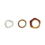 MY35239-韓國樹脂戒指三件套女小眾設計時尚個性ins潮冷淡風復古珍珠指環