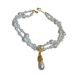 HN2287法式復古巴洛克珍珠雙層項鍊時尚choker鎖骨鏈項墜項飾