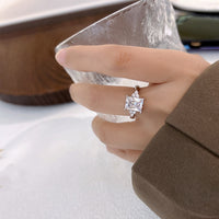 MY35383高級感透明鋯石戒指女小眾冷淡風閃鑽不規則肌理開口食指戒新款潮