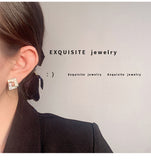 MY34009幾何菱形方塊耳釘飾韓國金屬個性耳環925銀針