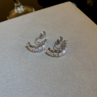 HE7484真金電鍍925銀針鋯石幾何C形耳環輕奢小眾設計耳釘個性高級感耳飾