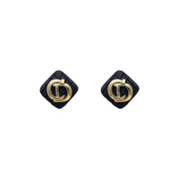 MY36052韓國小眾設計字母黑色耳環925銀針耳釘
