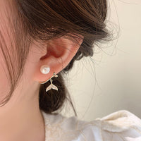 珍珠魚尾耳環女韓國夏天高級感輕奢耳飾前後兩戴MY35579