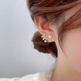 MY30393小眾設計感高級韓國貓眼石花朵珍珠耳環氣質耳飾