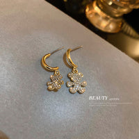 HE5625-925銀針不對稱鑲鑽小熊耳環韓版小眾設計感耳墜時尚個性輕奢耳飾