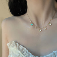 MY35630小愛心金色水鑽項鍊女頸鍊高級感鎖骨鏈