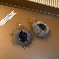 HE412 -925銀針韓國東大門時尚長款毛球耳環簡約氣質個性耳墜網紅耳飾女