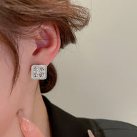 真金電鍍銀針韓國金屬櫻桃方塊耳環輕奢高級感耳釘HE12822
