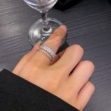MY33577-設計感雙層閃鑽戒指女ins潮冷淡風高級輕奢小眾開口可調節食指戒