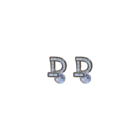 銀針鋯石字母耳環韓國時尚氣質高級感小眾耳釘HE9720