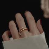 MY33119-金色蛇戒指女小眾設計ins潮冷淡風高級感可調節食指指環時尚個性